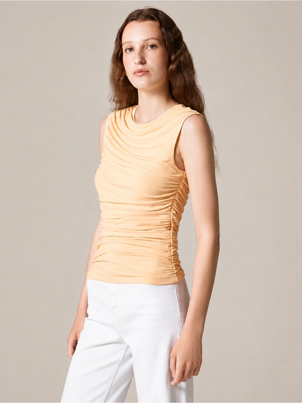 NWT J. Crew Butter Yellow Draped Ruched Sleeveless Top Size Medium
